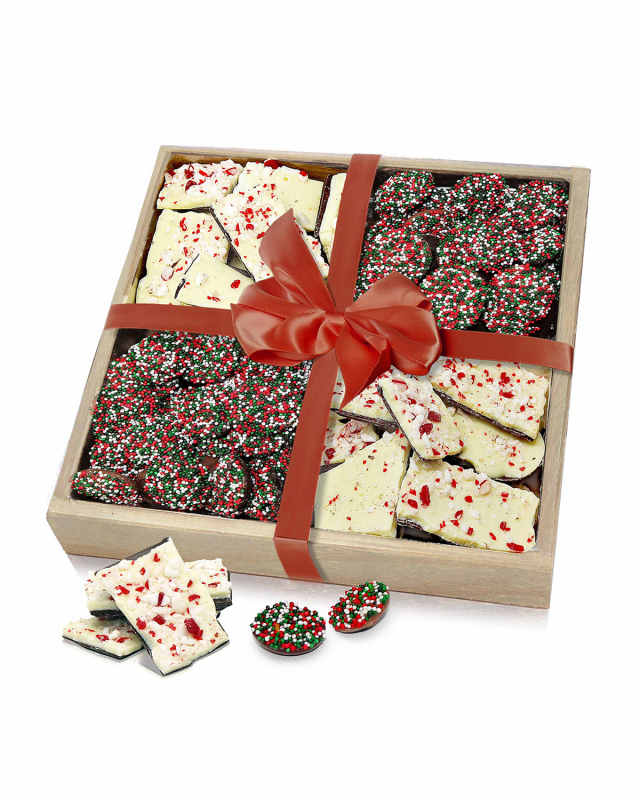 Holiday Belgian Chocolate Bark & Nonpareil Gift Tray